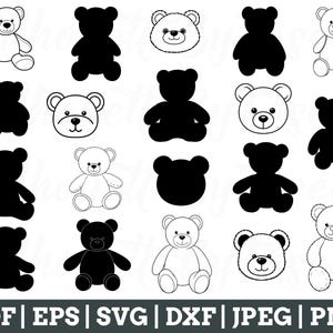 Teddy Bear Svg, Teddy Bear Cut File, Teddy Bear Silhouette, Teddy Bear Dxf, Jpeg, Png