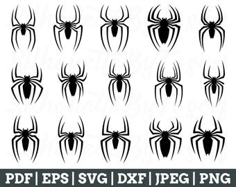 Spider Svg, Spider Silhouette, Spider Cut File, Spider Vector, Spiderman, Spider Dxf, Jpeg, Png