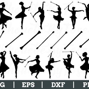 Baton Twirling Svg, Baton Twirling Silhouette, Baton Twirling Vector, Dxf, Png