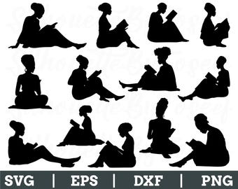 African American Girl Reading Svg, Girl Reading Silhouette, Dxf, Png