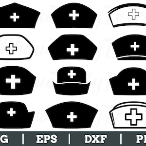 Nurse Hat Svg, Nurse Hat Silhouette, Nurse Hat Vector, Nurse Hat Cut File, Dxf, Png