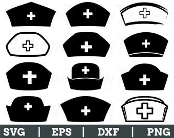 Sjuksköterskehatt Svg, sjuksköterskehatt Siluett, sjuksköterskehatt Vektor, Sjuksköterskehatt Klippfil, Dxf, Png
