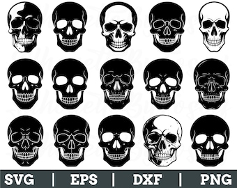 Skalle Svg, Skalle Silhuett, Människoskallar Vektor, Dxf, Png