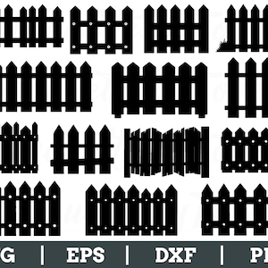 Wooden Fence Svg, Wooden Fence Silhouette, Wooden Fence Vector, Dxf, Png