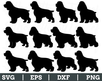 American Cocker Spaniel Dog Svg, Cocker Spaniel Silhouette, Cocker Spaniel Vector, Dxf, Png