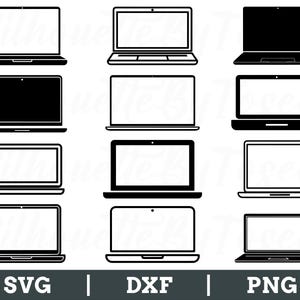 Laptop Svg, Laptop Silhouette, Laptop Cut File, Laptop Dxf, Png