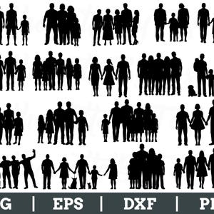 Family Portrait Svg, Family Silhouette, Family Vector, Family Cut File, Dxf, Png