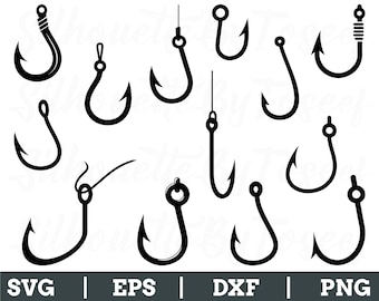 Fishing Hook Svg, Fishing Hook Silhouette, Fishing Hook Vector, Dxf, Png