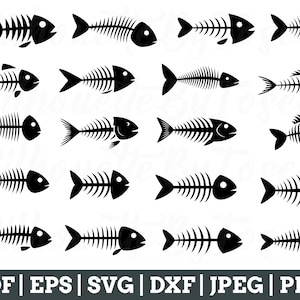 Fish Skeleton Svg, Fish Skeleton Cut File, Fish Skeleton Cricut, Fish Skeleton Vector, Jpeg, Png