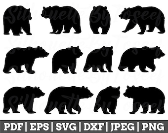 Bear SVG, Bear silhouet, Bear Cut-bestand, Bear Vector, Bear Dxf, Jpeg, Png