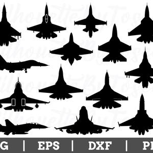 Fighter Jet Svg, Fighter Jet Silhouette, Military Plane Cut File, Dxf, Png