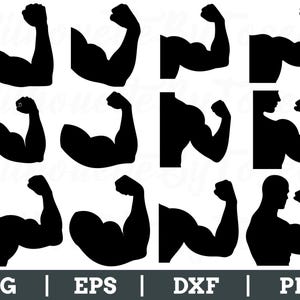 Arm Muscle Svg, Arm Muscle Silhouette, Muscle Vector, Dxf, Png