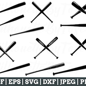 Bates de béisbol SVG, silueta de bate de béisbol, archivo de corte de bate de béisbol, vector de bate de béisbol, JPEG, PNG