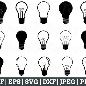 May include: A set of 10 black and white light bulb illustrations. The light bulbs are in various shapes and sizes, including traditional, modern, and vintage styles. The illustrations are perfect for use in design projects, crafts, or as clipart.