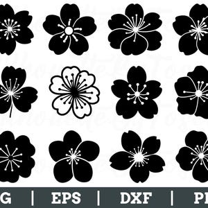 Cherry Flower Svg, Cherry Flower Silhouette, Cherry Flower Vector, Dxf, Png