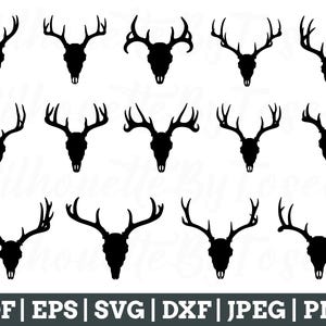 Deer Skull Svg, Deer Skull Vector, Deer Skull Silhouette, Deer Skull Cut File, Antlers, Jpeg, Png