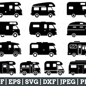 Campervan Svg, Campervan Silhouette, Camper Van Cut File, Camper Van Vector, Jpeg, Png