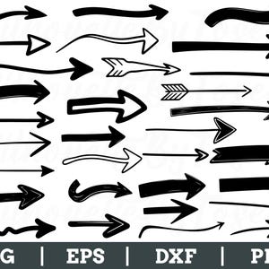 Doodle pijl SVG, doodle pijl silhouet, pijl gesneden bestand, pijlen vector, png