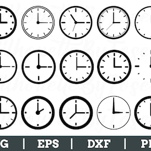 Clock Icon Svg, Clock Silhouette, Clock Vector, Clock Dxf, Png