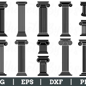 Greek Columns Svg, Greek Column Vector, Greek Column Dxf, Png