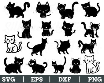 Süße Katze Silhouette, Katze Vektor, Katze Dxf, Png