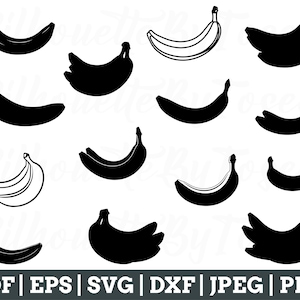 Banana Svg, Banana Silhouette, Banana Cut File, Banana Vector, Jpeg, Png