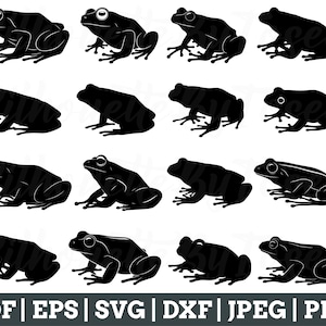 Frog Svg, Frog Cut File, Frog Silhouette, Frog Vector, Frog Cricut, Frog Dxf, Jpeg, Png