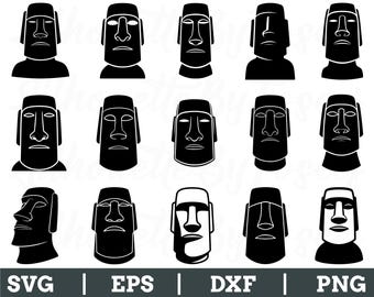 Easter Island Heads Svg, Easter Island Head Silhouette, Easter Island Head Dxf, Png