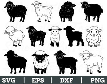 Cute Lamb Svg, Cute Lamb Silhouette, Lamb Vector, Lamb Dxf, Png