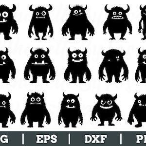 Schattige monster-svg, monster silhouet, monster vector, monster dxf, png