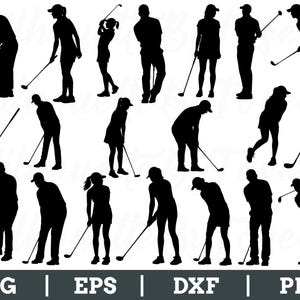 Golf Svg, Golf Player Silhouette, Female Golfer, Male Golfer Vector, Dxf, Png