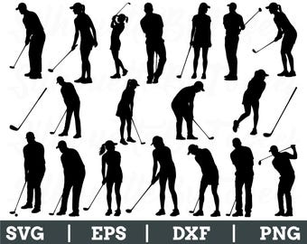 Golf Svg, Golf Player Silhouette, Female Golfer, Male Golfer Vector, Dxf, Png