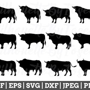 Bull Svg, Bull Silhouette, Bull Vector, Bull Cut File, Bull Vector, Bull Dxf, Jpeg, Png