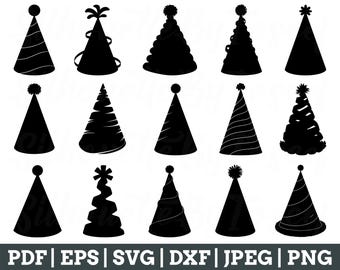 Birthday Hats Svg, Birthday Hats Cut File, Birthday Hat Vector, Birthday Dxf, Jpeg, Png