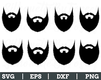 Silueta de barba masculina (Svg), vector de barba, archivo de corte de barba (Dxf, Png)