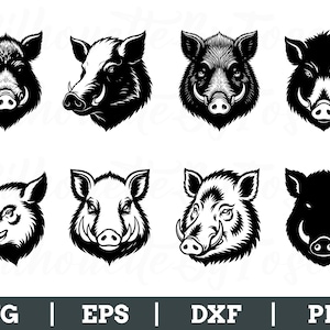 Wild Boar Head Svg, Wild Boar Silhouette, Wild Boar Head Vector, Dxf, Png