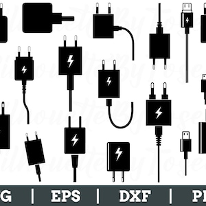 Mobile Charger Svg, Mobile Charger Silhouette, Mobile Charger Cut File, Dxf, Png