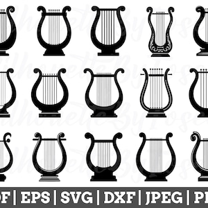 Lyre Svg, Lyre Cut File, Lyre Silhouette, Lyre Cricut, Lyre Vector, Jpeg, Png