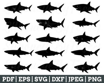 Shark Silhouette Vector Cut Files (Digital Download)