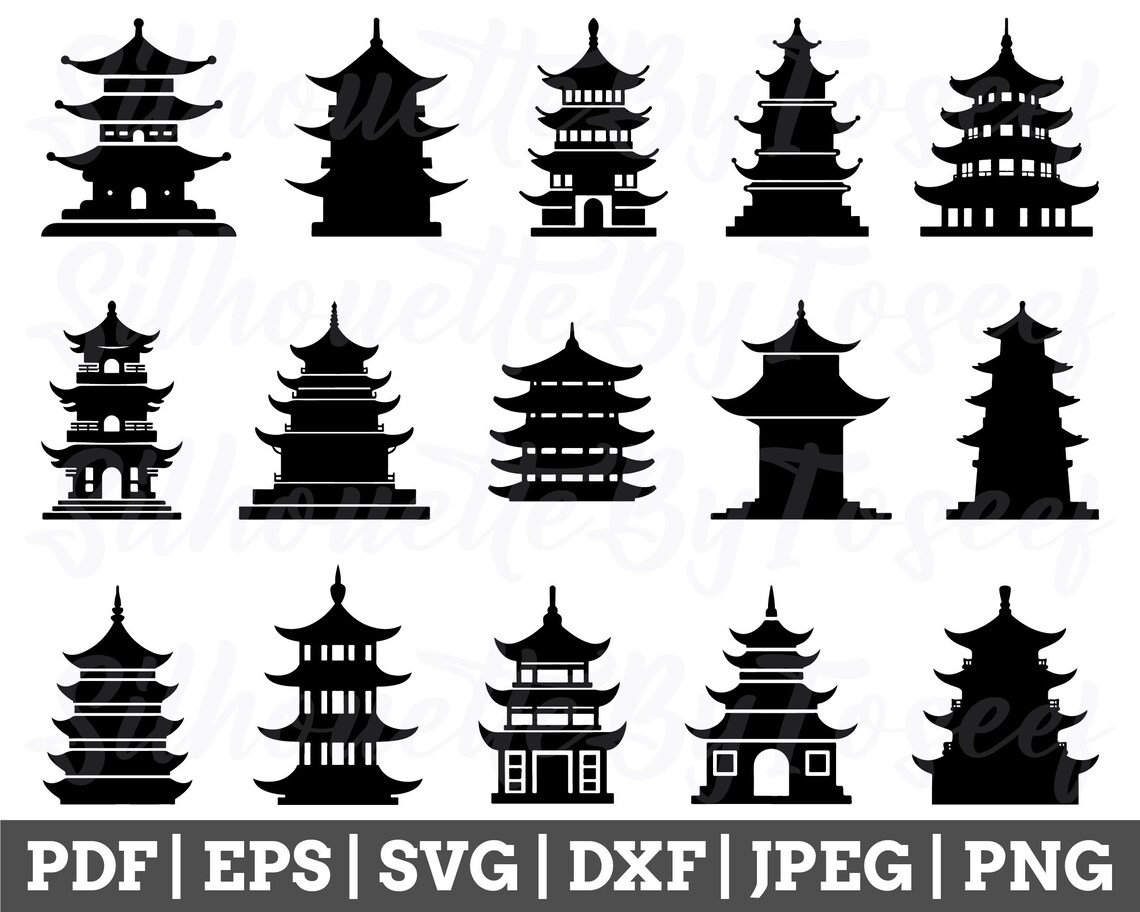 Pagoda Svg, Pagoda Cut File, Pagoda Silhouette, Pagoda Vector, Pagoda ...