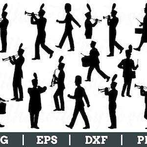 Marching Svg, Marching Silhouette, Marching Band Cut File, Dxf, Png