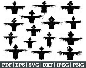 Scarecrow Svg, Scarecrow Silhouette, Scarecrow Cut File, Scarecrow Vector, Scarecrow Dxf, Jpeg, Png