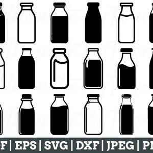 Milk Bottles Svg, Milk Bottles Cut File, Milk Bottle Vector, Jpeg, Png
