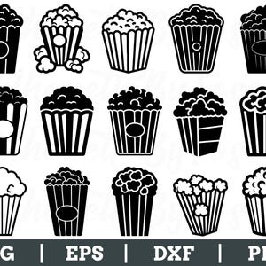 Popcorn Svg, Popcorn Silhouette, Popcorn Vector, Popcorn Dxf, Png