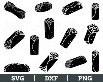 Burrito Svg, Burrito Cut File, Burrito Silhouette, Burrito Vector, Png