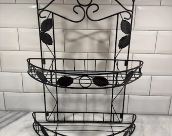 Vintage Black Metal Decorative Wall 2 Shelf Ivy ES052