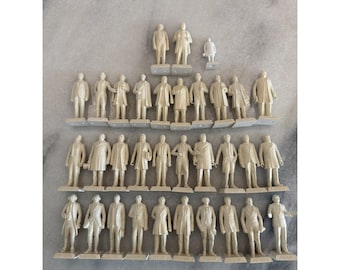 MARX Toys Plastic U.S. Presidents - Unpainted Lot of 33 figures 1.5" GWB001