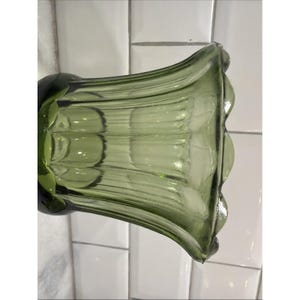 Hazel-Atlas Avocado Green Footed Vase ATC50 Fluted Pedestal 5.75" ES051 image 5