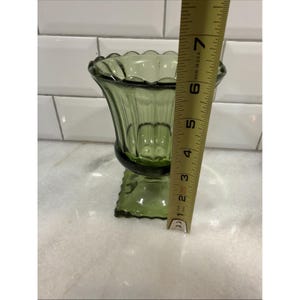 Hazel-Atlas Avocado Green Footed Vase ATC50 Fluted Pedestal 5.75" ES051 image 7