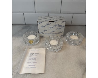 Princess House Highlights Lead Crystal Tealight Holders - Set of 3 New OLA005